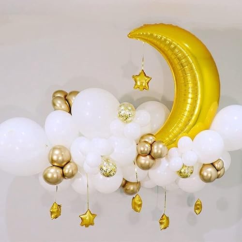 Guirnalda de arco de globos de luna dorada RAMADAN KAREEN Eid Mubarak Decoración de habitación de los niños, decoración de baby shower, suministros