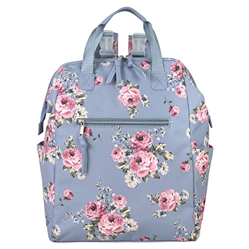 Wide Open Frame Diaper Bag Backpack And Nappy Travel Bag Tote With Changing Pad, Stroller Straps (Fanciful Flowers) #TOP5