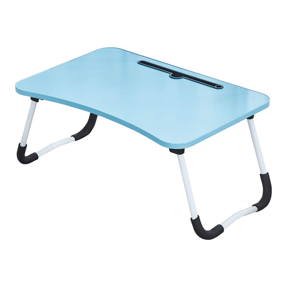 Tukailai Blue Foldable Laptop Desk Dorm Portable Laptop Bed Table With Foldable Legs And Phone Slots Reading Holder For Eating Breakfast Reading Studying On Bed Couch Sofa Computer Bed Tray