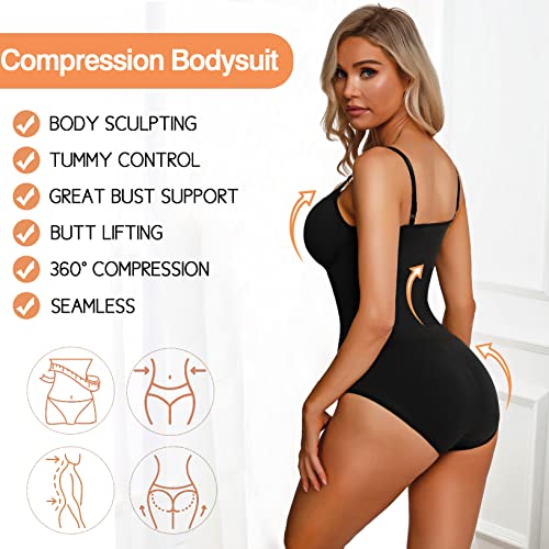Marvmys Women's Slimming Bodysuits Shapewear Tummy Control Sculpting Bodysuit Camisole Leotards Body Suit Black M #TOP1