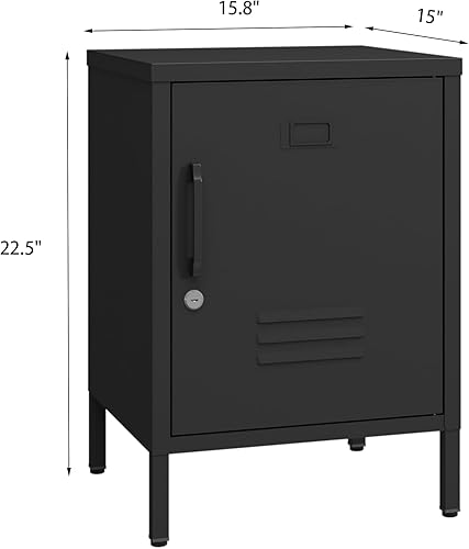 Miniatura 3 de Mesita de noche de metal, moderna mesa auxiliar de acero con estante, fácil montaje para sala de estar y dormitorio (15.8 pulgadas de ancho x 15