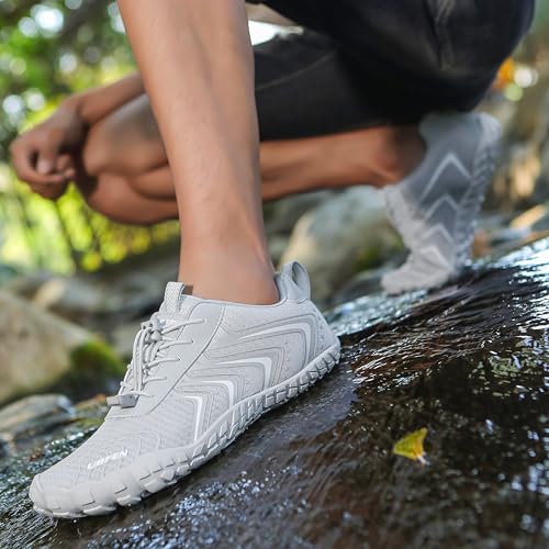 Image of UBFEN Water Shoes for Men Women Quick Dry Swim Aqua Socks | Lightweight Barefoot-style Fit, Rubber Sole, Hiking, Fishing, Kayaking, Beach, Pool, Boating, Diving And Water-to-land Wear