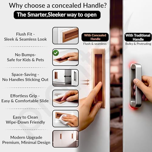 Image of Plantex Sliding Door Handle /Concealed Handle for Sliding Door /224mm Concealed Handle for Wardrobe /Kitchen Cabinet - Pack of 4 (Rose Gold)