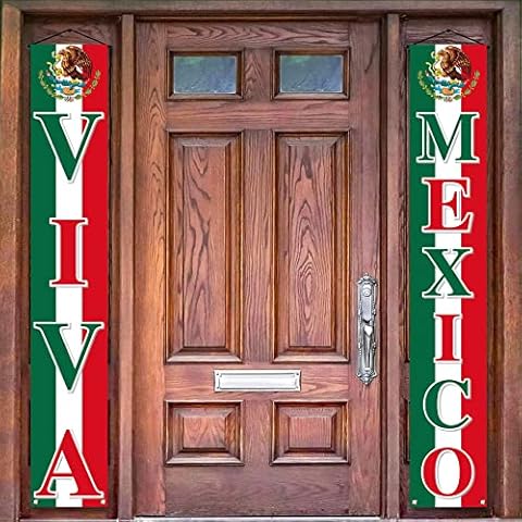 Vohado Viva Mexico Front Door Banner Mexican Independence Day Decoration September 16th Party Hanging Sign Indoor Outdoor Supply Cover
