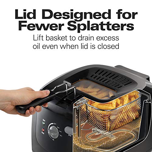 Hamilton Beach Cool Touch Electric Deep Fryer with Basket and Lid, 2 Liters / 8 Cups Oil Capacity, Adjustable Temperature, 1500 Watts for Fast Heat-up, viewing Window Easy to Clean, Black (35021) by Hamilton Beach - Image 5