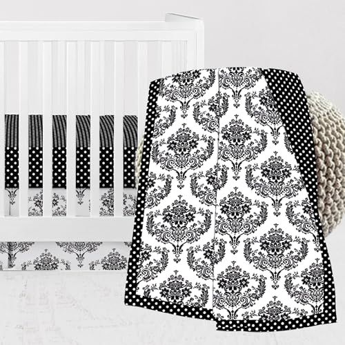 Bacati - Classic Damask Black/Grey/White 3 pc Crib Bedding Set