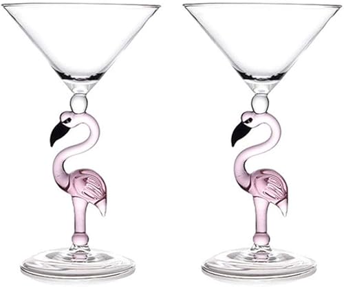 Creative Pink Flamingo Cóctel Martini Copa Vajilla Fresca Bar Bar Vino Set (1, copa de vino de 11.2 fl oz)