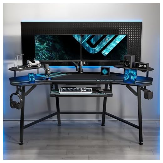 EUREKA ERGONOMIC Gaming Tisch mit LED
