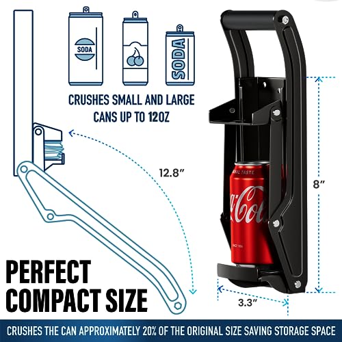 Can Crushers for Recycling - 16 oz Heavy Duty Aluminum Can Crusher Wall Mounted - Soda and Beer Can Smasher for Recycling with Bottle Opener - For 12 and 16 oz Cans - Easy to Install - RamPro - Image 6