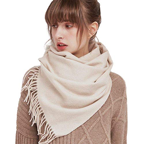 LaniLani 100% Merino Wool Scarf for Women and Men 78 x 16 the Perfect Warm and Soft Accessory for Winter (Beige 1)