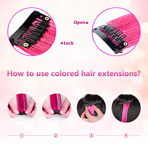 Tofafa Colored Hair Extensions Curly Wavy Accessories For Girls Women Kid, Multi-Colors Party Highlights Clip In Synthetic Rainbow Hairpiece (22 Pcs-Colorful) #TOP4