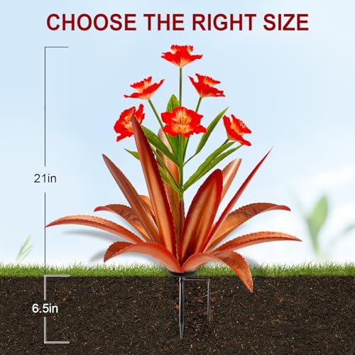 Image of TOMBABY Huge Metal Agave Plants Outdoor Decoration Outdoor Garden Decorated with Flowers Mexican Yard Art Plant Garden Gift (1 Big red)