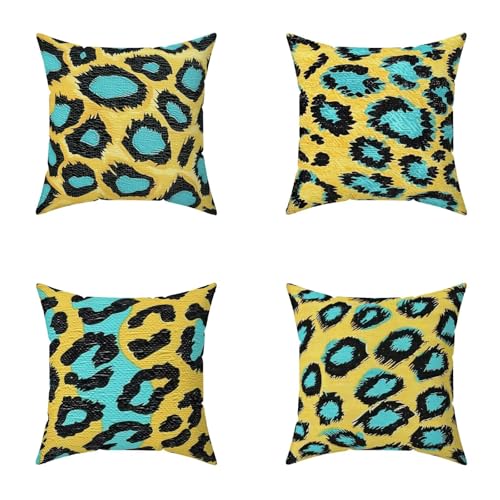 Funda Cojín 70X70CM Juego de 4, Amarillo Cojine Exterior Impermeable Leopardo Cuadrado Decoracion Lino Funda de Almohada con Cremallera Oculta para Exterior Balcón Jardin Decorativos, Regalo 4-IUI Funda Cojín 70X70CM Juego de 4, Amarillo Cojine Exterior Impermeable Leopardo Cuadrado Decoracion Lino Funda de Almohada con Cremallera Oculta para Exterior Balcón Jardin Decorativos, Regalo 4-IUI