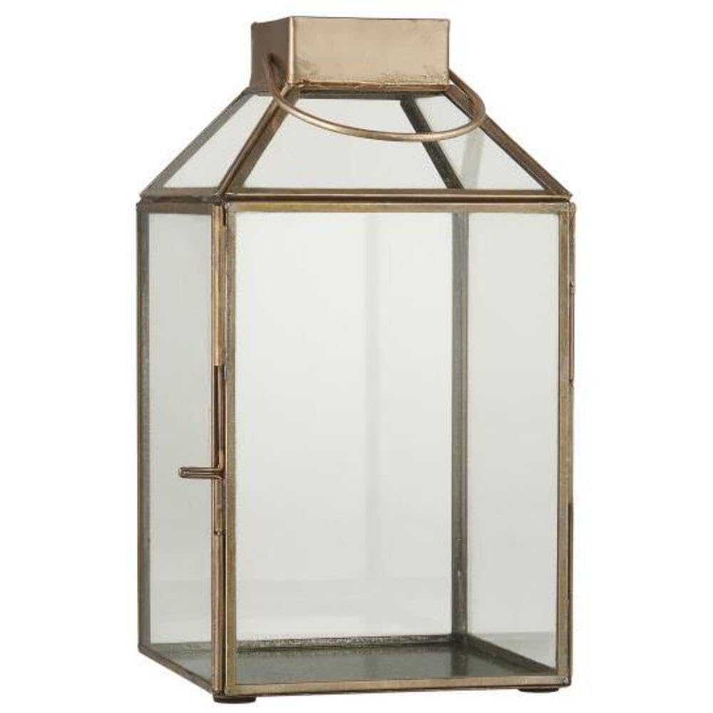 Ib Laursen Brass, Clear Brass Glass Lantern Norr Witch Inclined Glass Top By 25.5 Cm