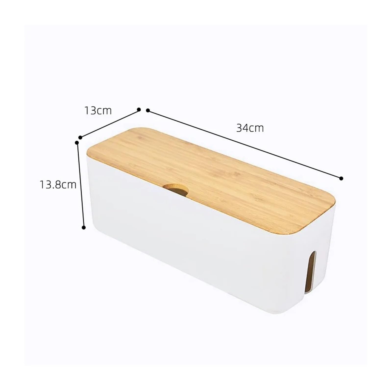 HIZON Caja de gestión de Cables | Organizador de regleta eléctrica | Caja de Almacenamiento de Alambre | Oculta regletas y Cables en televisores, computadoras y escritorios.(White 34x13.8x13cm)