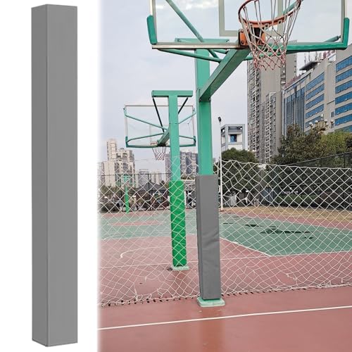 Generisch 18 x 18 cm quadratische Stangenpolsterung, umwickelbar für jedes Wetter, Stangenpolster für Basketball/Zäune/Sonnenschirme/Spielplatzgeräte, Sicherheitspolster zum Spielerschutz (grau, Höhe