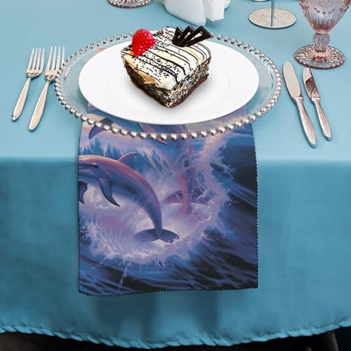 Servilletas de tela Dolphins Art pack 2, 18.7x18.7 pulg miniatura 4
