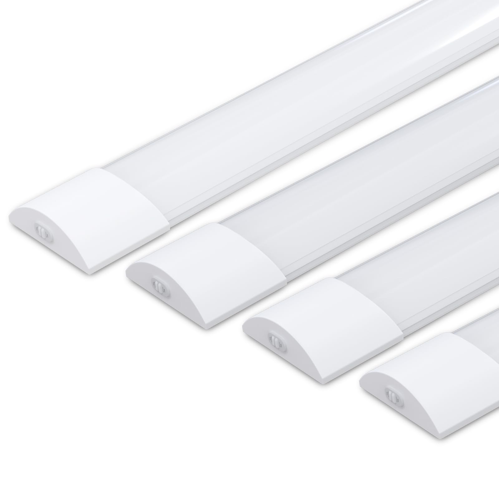 paul russells LED Batten Light 150cm, 50W 6000lm, 3000K/4000K/6500K Colour Changeable, 5ft LED Tube Lights for Kitchen Office Garage Home Lighting, Ceiling Fluorescent Strip Light Replacement, 4 Packs