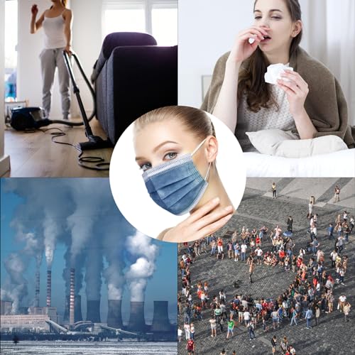 Image of Borje Navy Disposable Face Masks 100 Pcs Navy Blue Face Mask 3 Ply Protection Masks