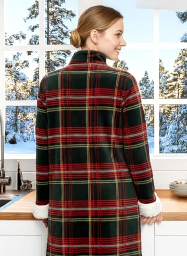 Image of Alexander Del Rossa Long Zip Up Robes, Plush Zipper Robes for Plus Size, Housecoats Zipper Front
