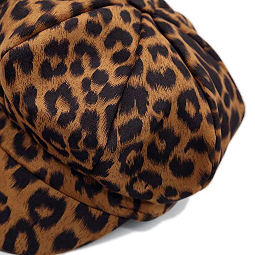 Zlslz Women's Retro Leopard Ivy Newsboy Gatsby Cabbie Painter Cap Hats (335Tan) #TOP2