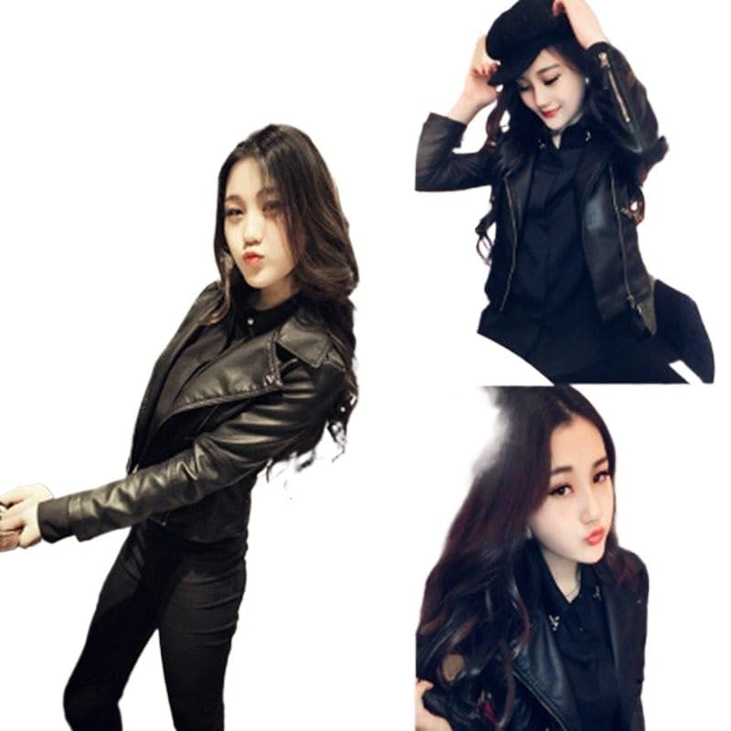 Chaqueta Cuero Mujer Woman Leather Jacket Motorcycle Short Coat Autumn Thin Outwear Para salir