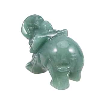 Amazon｜USHOBE 彫像 置物 風水 水 象 像 翡翠 象 彫刻 翡翠 象