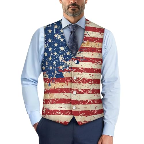 Suit Vest Jacket for Men Business Suit Blazer with Adjustable Back Strap and 4 Botton S-4XL