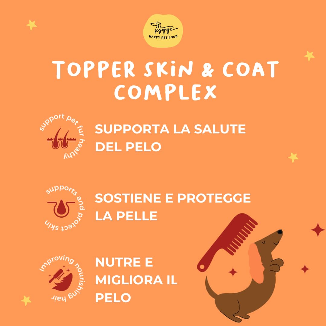 Skin‑Coat Complex - Integratore Dermatite per Pelle e Pelo cane | Topper Liquido con Estratti Vegetali Dermoprotettivi e Omega 3‑6, Contro Prurito, Dermatiti e Pelo Spento | 2x100 ml | Hygge Dog