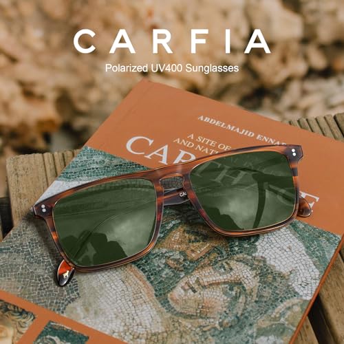 CARFIA Retro Polarized Sunglasses for Men UV Protection Hand-crafted Acetate Frame Fashion Cool Sun Glasses CA535723