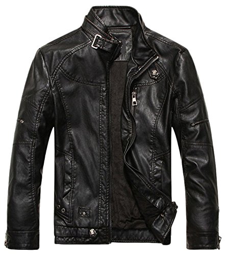 SID Mens Chunky Bomber Lambskin Leather Jacket, Biker Jacket