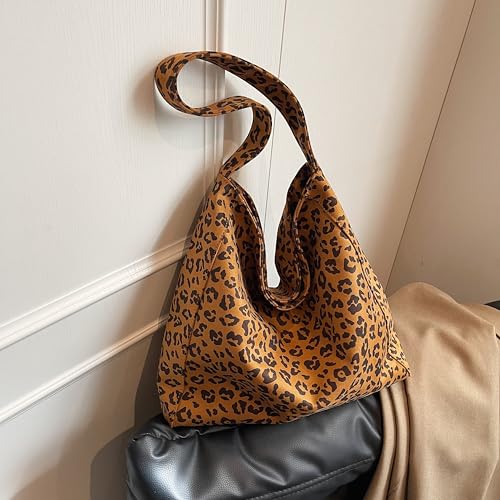 Image of Suede Bag for Women, Suede Handbags for Women, Large Capacity, Hobo Bag (LEOPARD)