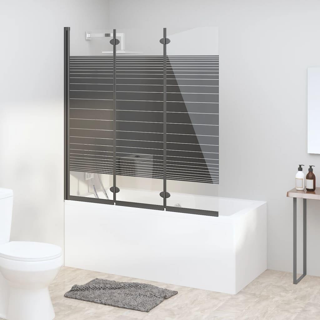 Parete pieghevole per vasca da bagno, 3 pezzi, 130 x 130 cm, in vetro di sicurezza ESG da 6 mm, con telaio in alluminio nero