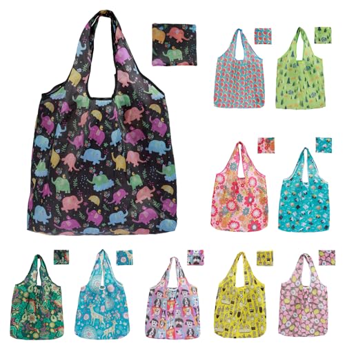 El Mejor Listado de Cubos para usar con bolsas de la compra - 5 favoritos. 50 Bolsas de compras de gran capacidad, paquete de 10 bolsas de comestibles reutilizables y plegables con diseño de asa, bolsas impermeables ecológicas para viajes al aire última...