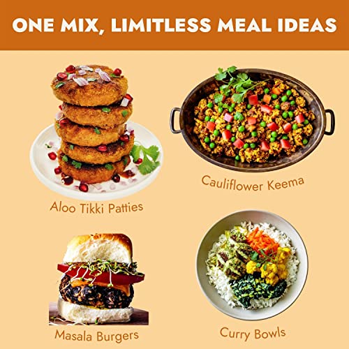 Adda Veggie Meatless Ground Crumbles | Made With Vegetables | Veggie Burger Mix | Plant-Based + Vegan | Pea Protein | Gluten Free, Soy Free, Non-Gmo - Indian Masala Blend (Pack Of 1) #TOP4