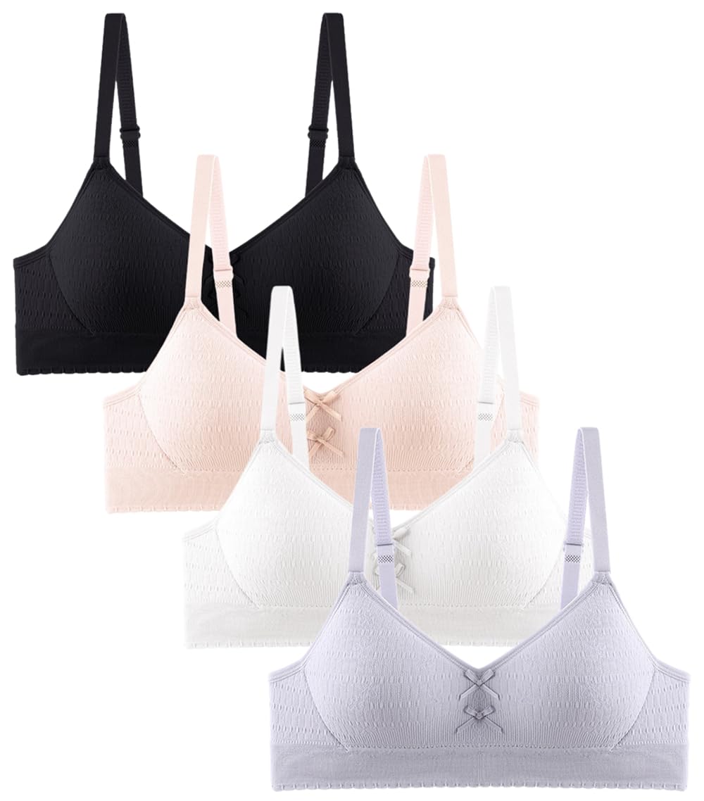 Herepai Teen Girls Seamless Bra Cotton Bras Adjustable Straps