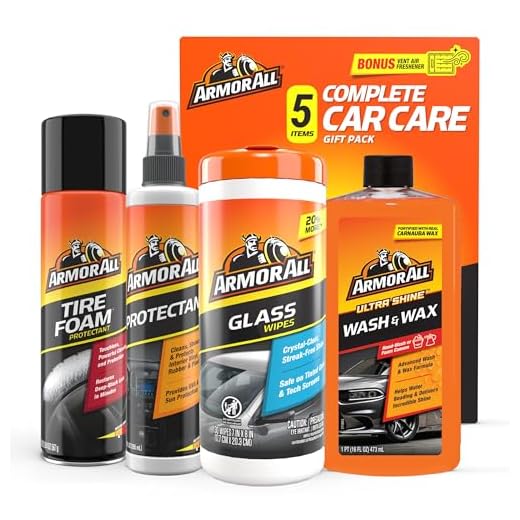 Armor All Car Wash and Car Cleaner Kit by Armor All, Includes Glass Wipes, Car Wash & Wax Concentrate, Protectant Spray and Tire Foam