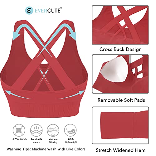 Image of Evercute Sports Bras for Women Padded Medium Support Criss Cross Strappy Bra Seamless High Impact Yoga Exercise Athletic Bras