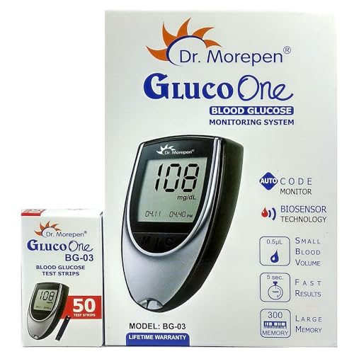 Dr. Morepen GlucoOne Blood Glucose Monitor Model BG-03 with 50 St...