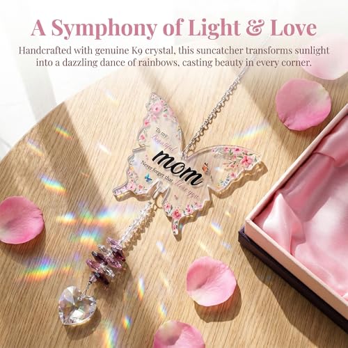 Image of Birthday Gift for Mom - Crystal Suncatcher with Rainbow Prisms, for Mom Birthday from Daughter - Unique Home Decor Keepsake that Fills Her Room with Sunshine
