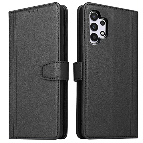 ZRANTU Hülle Samsung A32 4G Handyhülle mit RFID Schutz, Samsung Galaxy A32 4G Klapphülle Leder Handytasche, Flip Case Kartenfach/Magnetverschluss Brieftasche Lederhülle für Galaxy A32 4G (Schwarz) Cover