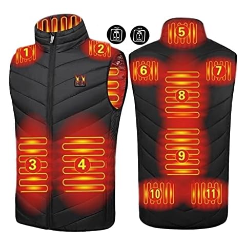 joyvio Electric Heated Vest, Unisex Washable USB Rechargeable Heated Waistcoat Winter Body Warmer Jacket Heated Gilet Coat for Outdoor Activities Men/Women Black (Power Bank Not Included) Cover