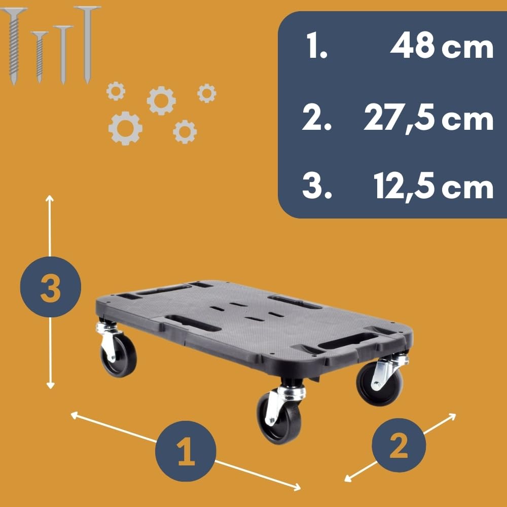 4er Set Transportroller Rollbrett Transportrollen Rollbrett Werkstatt Pflanzen Rollbretter Transport Möbelrollen flach Pflanzenroller eckig Transporthilfe mit Rollen 48