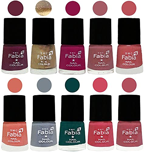 Image of ALL IN ONE (PACK OF 10), Long Lasting Glossy Nail Polish, 6 ml Each, All Vibrant Colours,01876