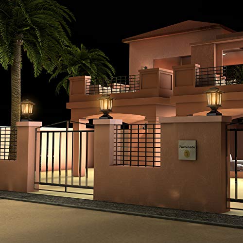 Suponar Metal Fence Solar Post Lights, Waterproof, Wood 4X4 Deck Post Cap Lights Decorations For Patio Porch Railing, Outdoor, 2 Pack (5.5x5.5x9.8 inch) - Image 6