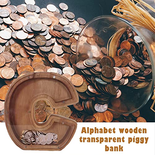Wooden Money Bank Personalized Letters Coin Bank Text Engraved Money Box Wooden Coin Bank ​Gift For Kids Christmas Birthday Gift Home Decoration (M) #TOP1