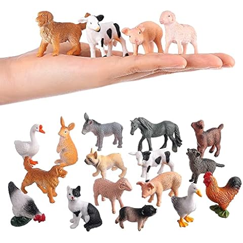 FLORMOON Mini-Tierfiguren, 16 STK. Realistisch Bauernhoftiere Spielzeug für Kuchendeckel, Lernspielzeug, Geburtstag Gastgeschenke Geschenk für Kinder Kleinkinder Cover