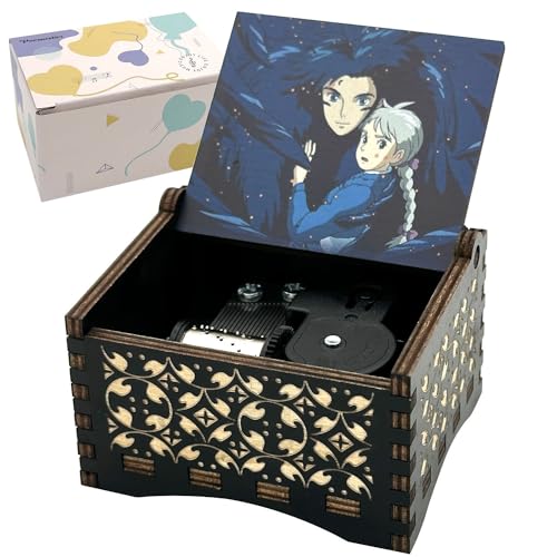 Pursuestar HowlMoving Castle-Merry Go Round of Life Wind Up Music Box, Vintage Engraved Wood...