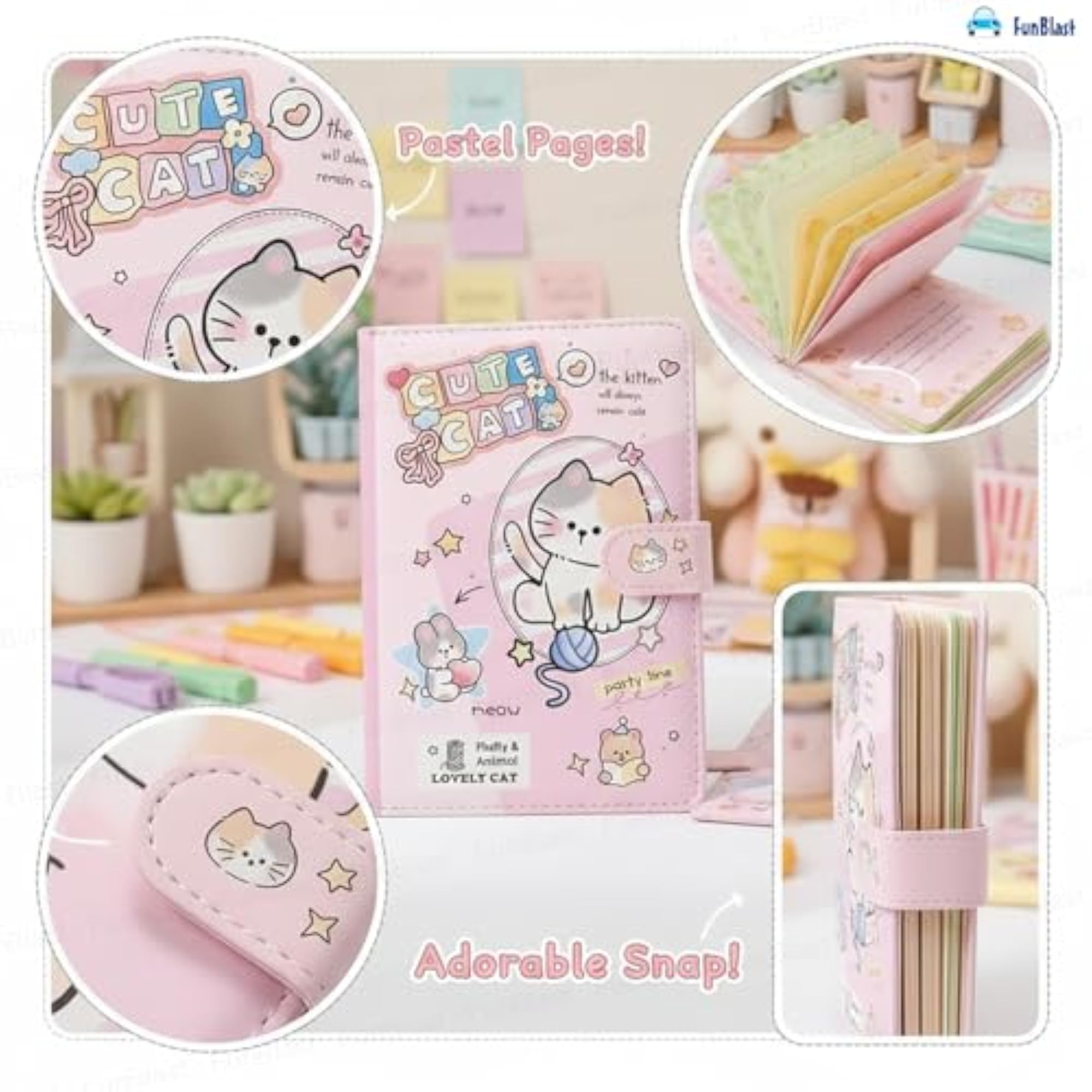 Kawaii 3D PU Leather Diary with Magnetic Strap Lock