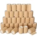 Treela 48 Pack Self Adhesive Wrap Bandage Bulk, Self Adherent Cohesive Bandage Elastic Athletic Tape Breathable Wound Tape for Stretch Athletic Sports Wrist Ankle(Nude,3 Inch X 5 Yard)